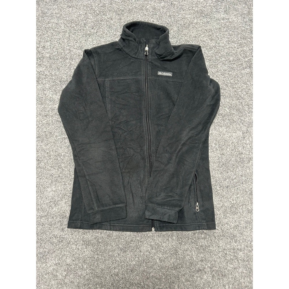 Columbia Fleece Jacket Womens Size XL Black Full Zip Mock Neck Outdoor 86855